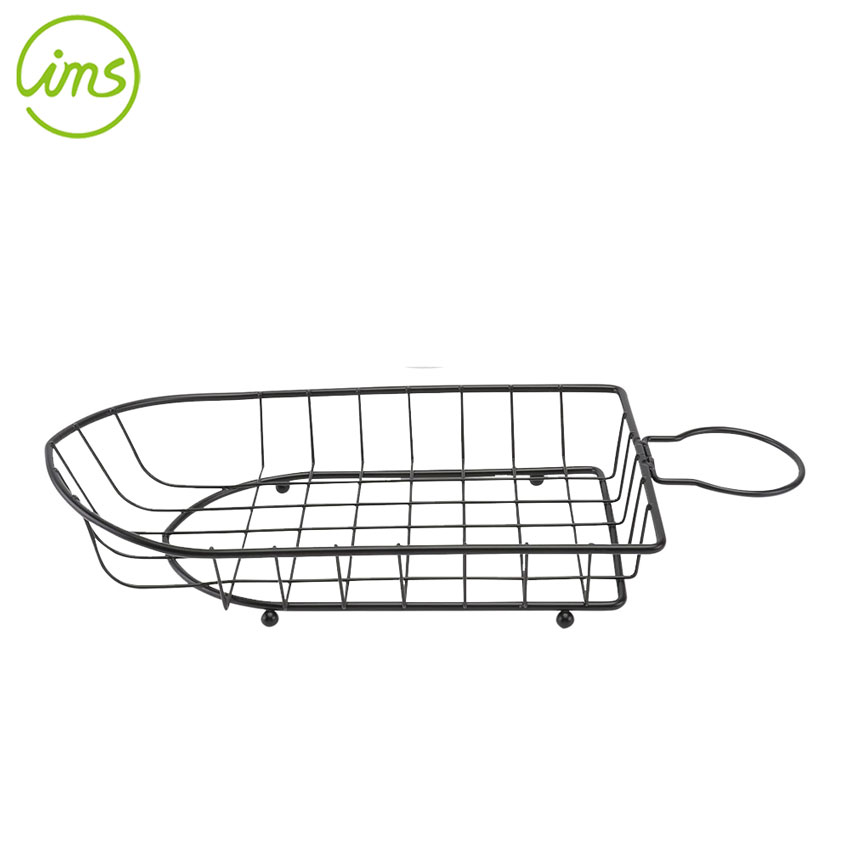 Long Iron Wire Mesh Serving Basket Tray with Handle